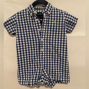 Ralph Lauren Navy Checkered Shortall 12M
